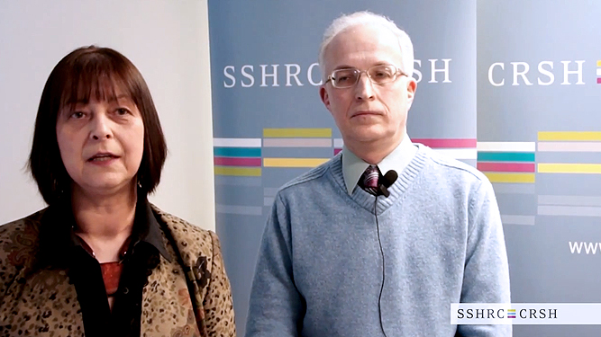 Video still of Dragana Martinovic and Viktor Freiman explaining their research on the subject of Digital Literacy at Work